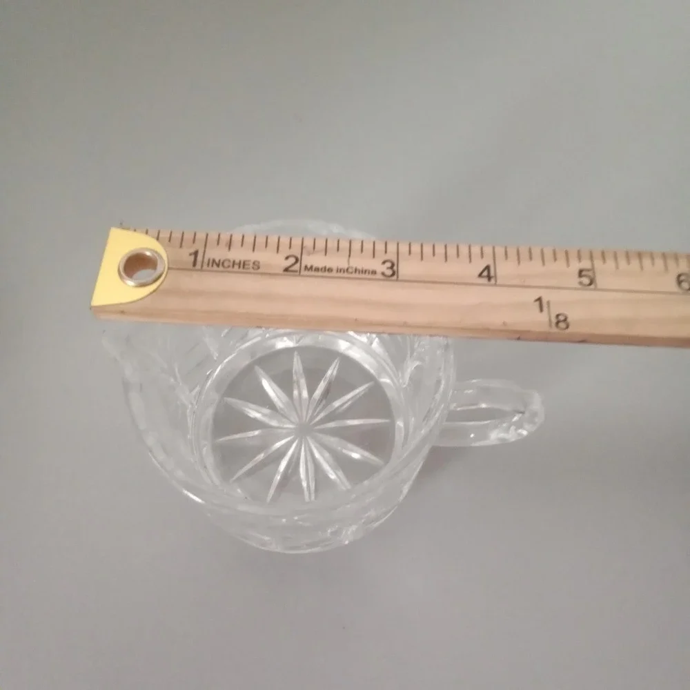 Vintage Clear Pressed Glass Creamer Pitcher Wheat Starburst Pattern Small 3in